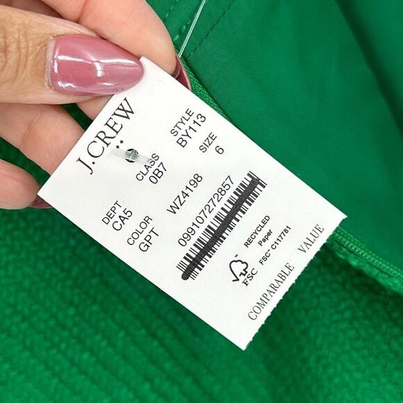 NWT J. Crew Green Back Zip Fully Lined Textured A-Line Mini Skirt Size 6 - Picture 5 of 11